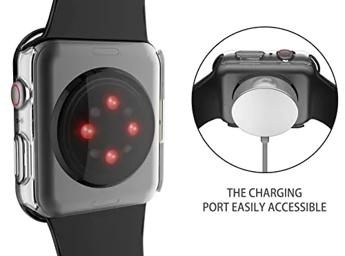 Misxi 2 Pack Hard PC Case with Tempered Glass Screen Protector Compatible with Apple Watch Series 9 (2023) Series 8 Series 7 45mm, Ultra-Thin Scratch Resistant Cover for iWatch, Transparent - 1