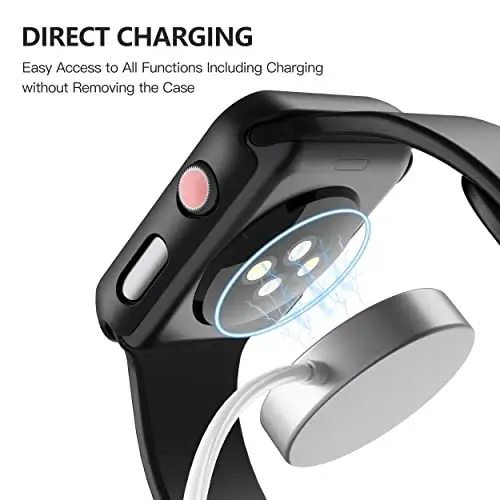 Misxi 2 Pack Hard PC Case закалённое стекло Ekran koruyucu Apple Watch Series 3 Series 2 38mm-ге шайкес келеді, iWatch S3/S2 ушин юпка қалинликдаги, чизиққа чидамли умумий химоя қоплами, Қора - 5