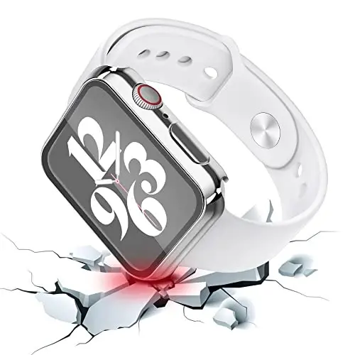 Misxi 2 Pack qattiq kompyuter g'ilofi закалённое shisha ekran himoyachisi bilan Apple Watch Series 9 (2023) Series 8 Series 7 41mm bilan mos keladi, iWatch S9/S8/S7 uchun ultra yupqa qopqoq, 1 kumush + 1 shaffof - 3