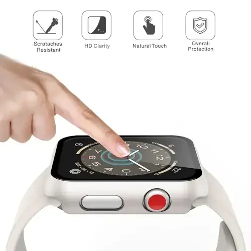 Misxi 2 Pack Qattiq kompyuter korpusi Temperli shisha ekran himoyachisi Apple Watch Series 3 Series 2 38 mm bilan mos keladi, iWatch uchun tomchiga chidamli chizishga chidamli yengil qopqoq, 1 Starlight + 1 shaffof - 5