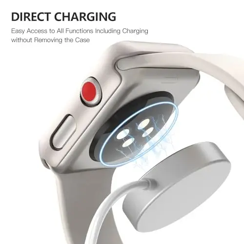 Misxi 2 Pack Qattiq kompyuter korpusi Temperli shisha ekran himoyachisi Apple Watch Series 3 Series 2 38 mm bilan mos keladi, iWatch uchun tomchiga chidamli chizishga chidamli yengil qopqoq, 1 Starlight + 1 shaffof - 4