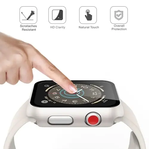 Misxi 2 Pack Qattiq kompyuter korpusi Temperli shisha ekran himoyachisi Apple Watch Series 3 Series 2 38 mm bilan mos keladi, iWatch uchun tomchiga chidamli chizishga chidamli yengil qopqoq, 1 Starlight + 1 shaffof - 5