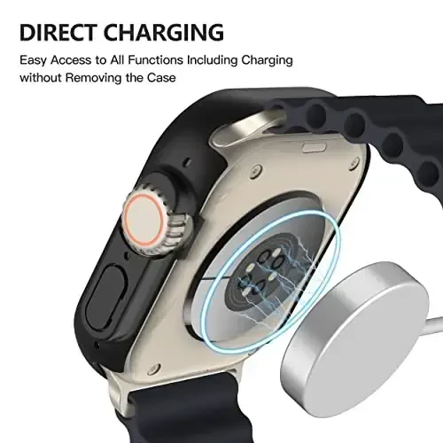 Misxi 2 Pack Qattiq PC G'ilofi O'rnatilgan закаленное cam 49 mm Apple Watch Ultra 3 (2025) / Ultra 2 / Ultra bilan mos keladi, iWatch uchun ekran himoyachisi bilan yupqa himoya g'ilofi, zarbga chidamli qopqoq tugmali, qora - 4