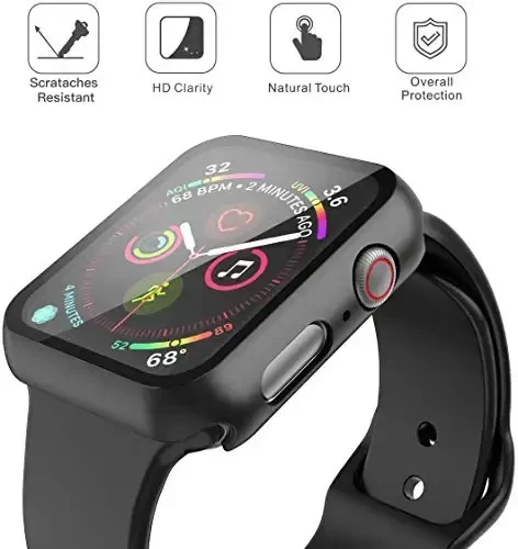 Misxi 2 Pack Qattiq PC G'ilofi Temperlangan Shisha Ekran Himoyachisi Apple Watch SE 3 (2025) SE 2 SE Series 6 Series 5 Series 4 40mm, Qora bilan mos keladi - MISXI (1)
