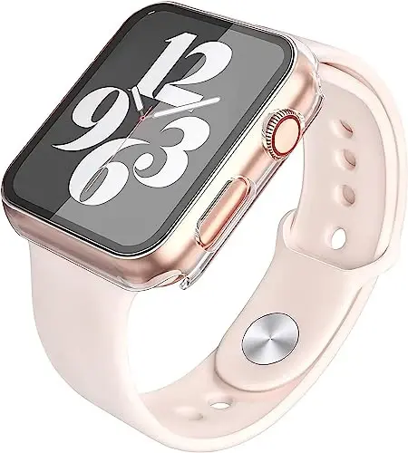 Misxi 2 Pack Qattiq PC G'ilofi Temperlangan Shisha Ekran Himoyachisi Apple Watch SE 3 (2025) SE 2 SE Series 6 Series 5 Series 4 44mm bilan mos, iWatch uchun umumiy zarbga chidamli himoya qopqog'i, 1 Qora + 1 Shaffof - 5