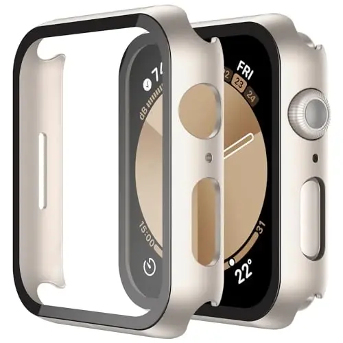 Misxi 2 Pack Qattiq PC G'ilofi Temperli Shisha Ekran Himoyachisi Apple Watch SE 3 (2025) SE 2 SE Series 6 Series 5 Series 4 44mm bilan mos keladi, iWatch uchun tomchiga qarshi tirnalishga chidamli qopqoq, Yulduz nuri 