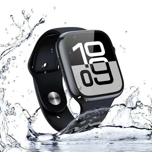 Misxi [2 Pack] Suv o'tkazmaydigan qattiq g'ilof, Temperli shisha Apple Watch Series 11 (2025) Series 10 46mm bilan mos keladi, iWatch ekran himoyachisi uchun qulashga qarshi mustahkam himoya qopqog'i, Jet Black - 5