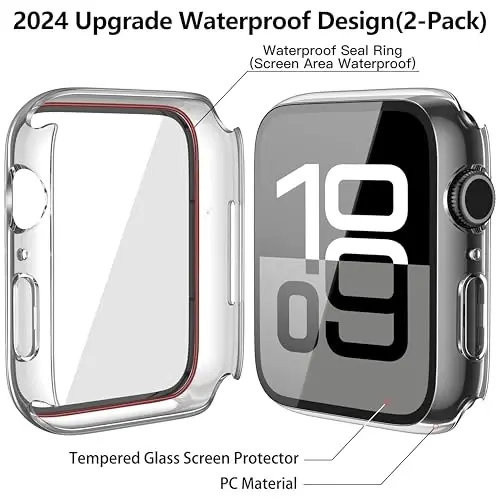 Misxi [2 Pack] Suv o'tkazmaydigan qattiq g'ilof закалённое shisha Apple Watch Series 11 (2025) Series 10 46mm bilan mos keladi, iWatch ekran himoyachisi uchun ультра-юпка düşüşga qarshi qopqoq, kristalli shaffof - 4