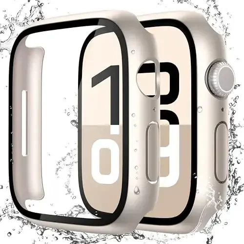 Misxi [2 Pack] Suv o‘tkazmaydigan qattiq g‘ilof, закалённое stakanli Apple Watch Series 11 (2025) Series 10 42mm bilan mos, iWatch ekran himoyachisi uchun yiqilishga qarshi mustahkam umumiy himoya qopqog‘i, Starlight - 1