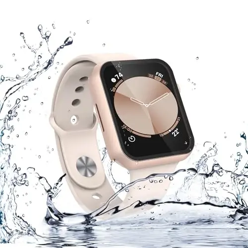 Misxi [2 Pack] Suv o‘tkazmaydigan qattiq g‘ilof, закалённое стекло Apple Watch SE 3 (2025) SE 2 SE Series 6 Series 5 Series 4 40mm bilan mos keladi, iWatch ekran himoyachisi uchun qopqoq, 1 ta Rose Gold + 1 ta shaffof 