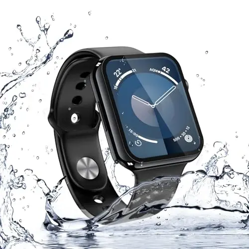 Misxi [2 Pack] Suv o'tkazmaydigan qattiq g'ilof, закалённое стёкло Apple Watch Series 9 Series 8 Series 7 41mm bilan mos, iWatch ekran himoyachisi uchun ультратонкий qopqoq, 1 Jet Black + 1 shaffof 