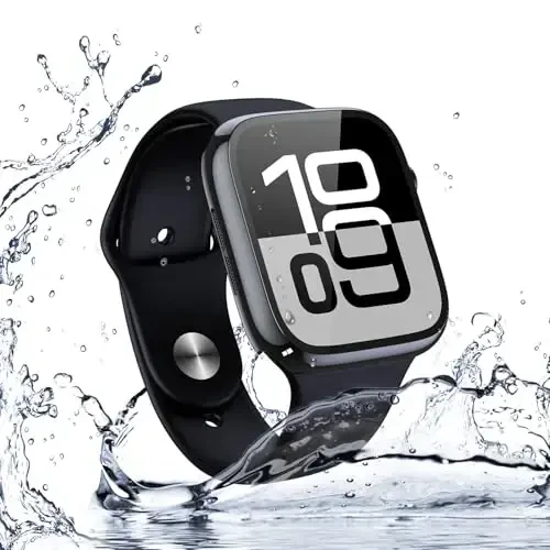 Misxi [2 Pack] Suv o'tkazmaydigan qattiq quti, Temperli shisha Apple Watch Series 11 (2025) Series 10 42mm bilan mos keladi, iWatch ekran himoyachisi uchun qattiq umumiy himoya qopqog'i, Jet Black - 5