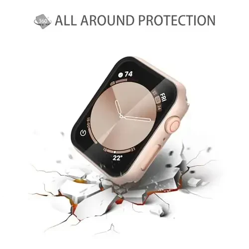 Misxi 2 Pack Tempered Glass Case Apple Watch SE 3 (2025) SE 2 SE Series 6 Series 5 Series 4 40mm moslamasi, Qattiq PC Screen Protector himoyasi iWatch uchun Ultra-ingichka qopqoq, 1 Rose Gold + 1 Shaffof - 5