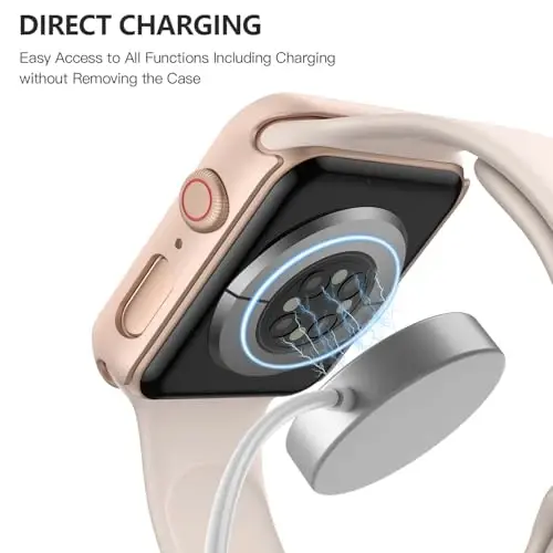 Misxi 2 Pack Tempered Glass Case Apple Watch SE 3 (2025) SE 2 SE Series 6 Series 5 Series 4 40mm moslamasi, Qattiq PC Screen Protector himoyasi iWatch uchun Ultra-ingichka qopqoq, 1 Rose Gold + 1 Shaffof - 1