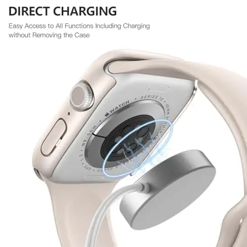 Misxi 2 Pack Tempered Glass Case Apple Watch Series 11 (2025) Series 10 42mm bilan mos keladi, iWatch uchun qattiq kompyuter ekran himoyachisi, umumiy himoya, tirnalishga chidamli qopqoq, 1 Starlight + 1 shaffof 