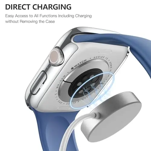 Misxi 2 Pack Tempered Glass Case Apple Watch Series 11 (2025) Series 10 42mm bilan mos keladi, Qattiq PC Screen Protector Umumiy himoya Chizishga chidamli iWatch uchun qopqoq, 1 Kumush + 1 Shaffof 