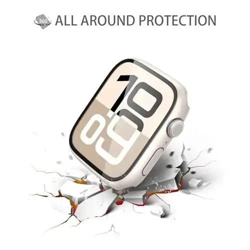 Misxi 2 Pack Tempered Glass Case Apple Watch Series 11 (2025) Series 10 46mm bilan mos, Hard PC Screen Protector Overall Protection Ultra-Thin Scratch-Resistant Cover for iWatch, 2 Starlight - 4