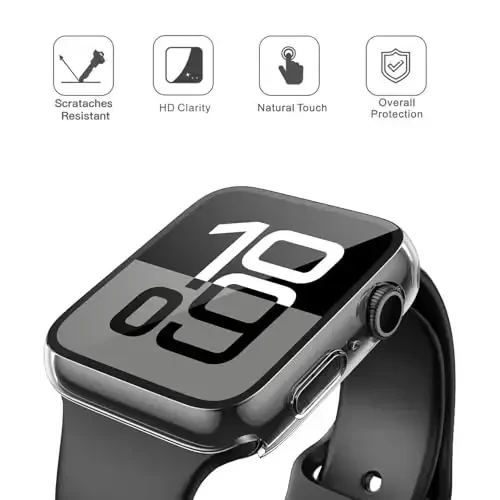 Misxi 2 Pack Tempered Glass Case Apple Watch Series 11 (2025) Series 10 46mm bilan mos keladi, Hard PC Screen Protector Protection Ultra-Thin Lightweight Scratch-Resistant iWatch uchun qopqoq, Shaffof - 2