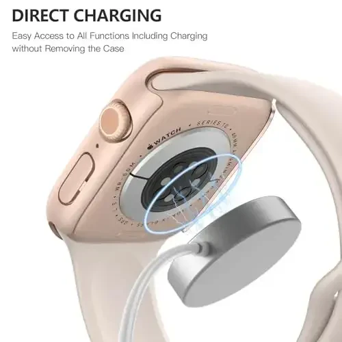 Misxi 2 Pack Tempered Glass Case Apple Watch Series 11 (2025) Series 10 46mm bilan mos keladi, Qattiq PC Ekran Himoyachisi Umumiy Himoya Chizishga chidamli iWatch uchun qopqoq, 1 ta Pushti Oltin + 1 ta Shaffof - 6