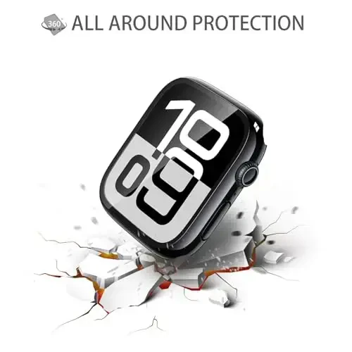 Misxi 2 Pack Tempered Glass Case Apple Watch Series 11 (2025) Series 10 46mm bilan mos keladi, Qattiq PC Ekran Himoyachisi Umumiy Himoya Ultra Y тонкий Yengil Chizishga chidamli Qoplama iWatch uchun, Jet Black - 4
