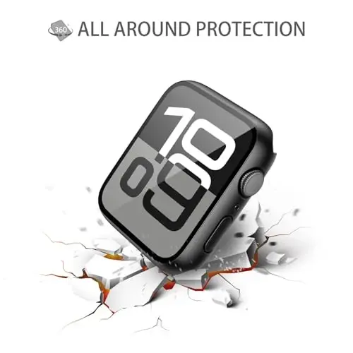 Misxi 2 Pack Tempered Glass Case Apple Watch Series 11 (2025) Series 10 46mm uchun mos, qattiq kompyuter ekran himoyachisi o'ta yupqa yengil tirnalishga chidamli iWatch uchun qopqoq, 1 qora + 1 shaffof - 5