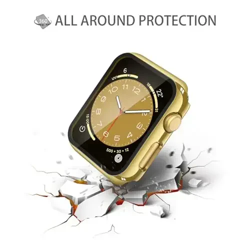 Misxi 2 Pack Tempered Glass Case Apple Watch Series 3 Series 2 38mm bilan mos keladi, iWatch uchun qattiq kompyuter ekran himoyachisi, umumiy himoya, tirnalishga chidamli qopqoq, 1 oltin + 1 shaffof - 5