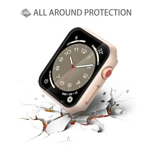 Misxi 2 Pack Tempered Glass Case Apple Watch Series 3 Series 2 38mm bilan mos keladi, Qattiq PC Ekran himoyachisi Umumiy himoya Chizishga chidamli g'ilof iWatch uchun, 1 ta Oltingul tilla + 1 ta Shaffof - 5