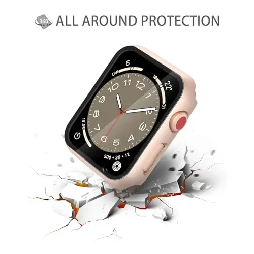 Misxi 2 Pack Tempered Glass Case Apple Watch Series 3 Series 2 38mm bilan mos keladi, Qattiq PC Ekran himoyachisi Umumiy himoya Chizishga chidamli g'ilof iWatch uchun, 1 ta Oltingul tilla + 1 ta Shaffof - 5