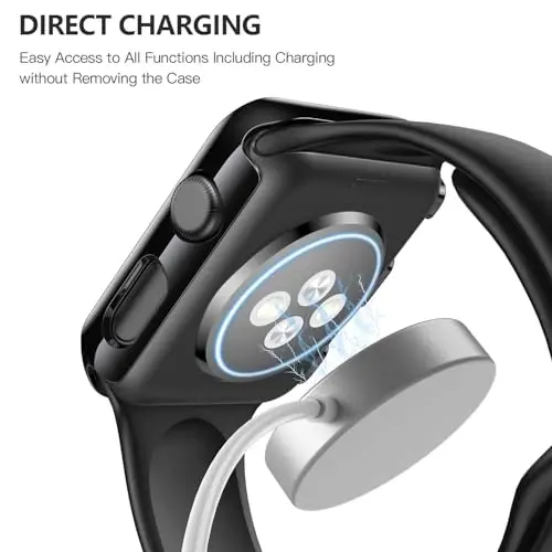 Misxi 2 Pack Tempered Glass Case Apple Watch Series 3 Series 2 42mm bilan mos keladi, qattiq kompyuter ekran himoyachisi Umumiy himoya Ultra-ingichka engil tirnalishga chidamli iWatch uchun qopqoq, Jet Black - 5