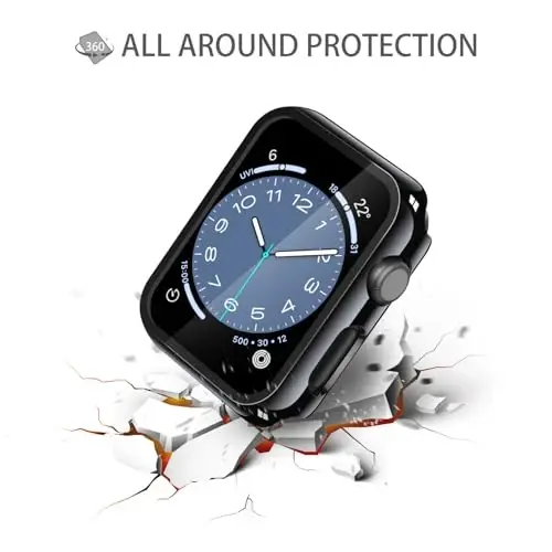 Misxi 2 Pack Tempered Glass Case Apple Watch Series 3 Series 2 42mm bilan mos, qattiq kompyuter ekran himoyachisi iWatch uchun umumiy himoya chizishga chidamli qopqoq, 1 Jet Black + 1 shaffof - 5