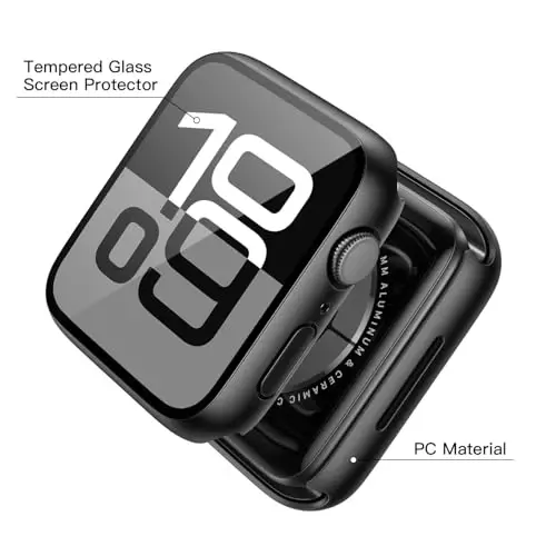 Misxi 2 Pack Tempered Glass Case Compatible for Apple Watch Series 11 (2025) Series 10 42mm, Hard PC Screen Protector Overall Protection Ultra-Thin Lightweight Scratch-Resistant Cover for iWatch, Black - 3