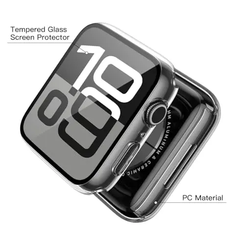 Misxi 2 Pack Tempered Glass Case Compatible for Apple Watch Series 11 (2025) Series 10 46mm, Hard PC Screen Protector Protection Ultra-Thin Lightweight Scratch-Resistant Cover for iWatch, Transparent - 3