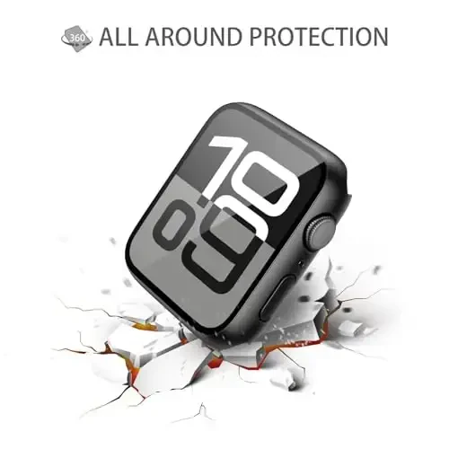 Misxi 2 Pack Tempered Glass Case Compatible for Apple Watch Series 11 (2025) Series 10 46mm, Hard PC Screen Protector Ultra-Thin Lightweight Scratch-Resistant Cover for iWatch, 1 Black + 1 Transparent - 5