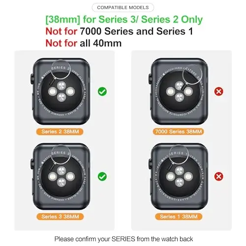 Misxi 2 Pack Tempered Glass Case Compatible for Apple Watch Series 3 Series 2 38mm, Hard PC Screen Protector Overall Protection Scratch-Resistant Cover for iWatch, 1 Gold + 1 Transparent - 1