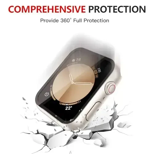 Misxi [2 Pack] Waterproof Anti-Scratch Case with Button for Apple Watch SE 3 (2025) SE Series 6 Series 5 Series 4 40mm, Hard PC Cover with Tempered Glass Screen Protector for iWatch, Starlight - 6