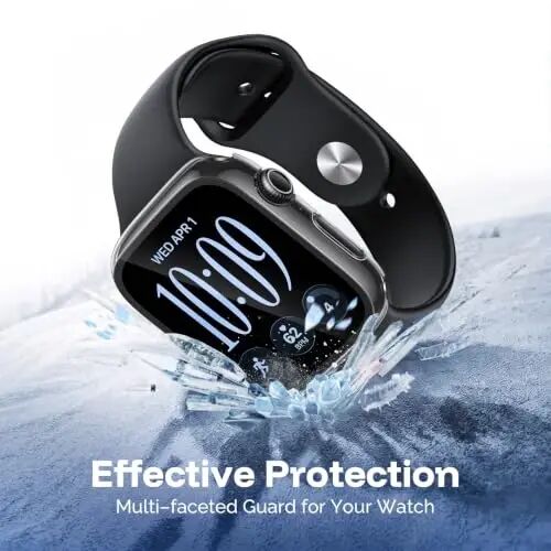 Misxi 2-Pack Waterproof Case for 46mm Apple Watch Series 12 | Cover with 9H Tempered Glass Screen Protector for 12, Ultra-Thin Anti-Fall Protection Anti-Scratch, Crystal Transparent - 4