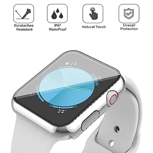 Misxi [2 Pack] Waterproof Case with Button for Apple Watch SE 3 (2025) SE 2 SE Series 6 Series 5 Series 4 40mm, Cover with Tempered Glass Screen Protector for iWatch, 1 Silver + 1 Transparent - 4
