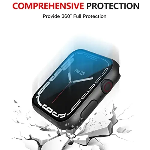 Misxi 2-Pack Waterproof Hard Case with Tempered Glass Compatible with Apple Watch SE 3 SE 2 SE Series 6 Series 5 Series 4 40mm, Ultra-Thin Protective Cover for iWatch Screen Protector, Matte Black 
