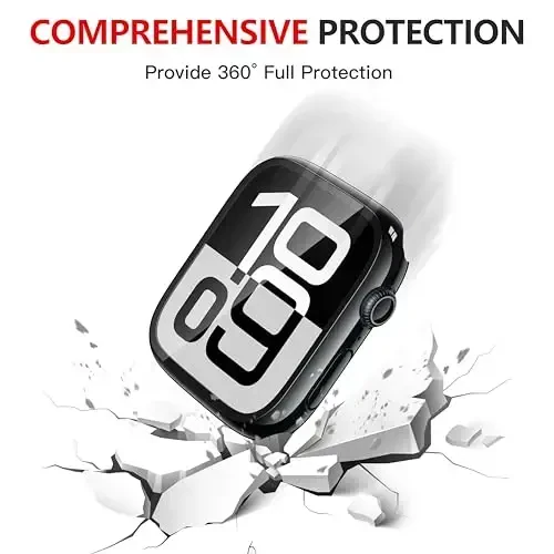 Misxi [2 Pack] Waterproof Hard Case with Tempered Glass Compatible with Apple Watch Series 11 (2025) Series 10 46mm, Anti-Fall Tough Overall Protective Cover for iWatch Screen Protector, Jet Black - 6