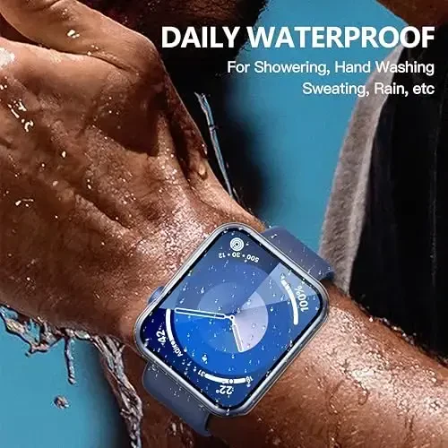 Misxi [2 Pack Waterproof Hard Case with Tempered Glass Compatible with Apple Watch Series 9 (2023) Series 8 Series 7 41mm, Ultra-Thin Tough Cover for iWatch Screen Protector, Matte Transparent - 6