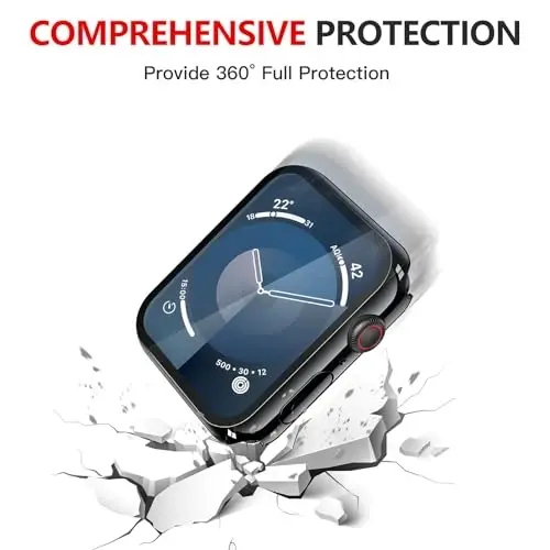 Misxi [2 Pack] Waterproof Hard Case with Tempered Glass Compatible with Apple Watch Series 9 Series 8 Series 7 45mm, Ultra-Thin Protective Cover for iWatch Screen Protector, Jet Black 