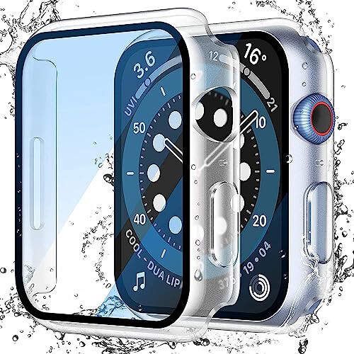 Misxi [2 ta'rikli suv o'tkazmaydigan qattiq qobiq, Apple Watch Series 6 SE Series 5 Series 4 44mm bilan mos keladi, iWatch ekranini himoya qilish uchun ultra yupqa himoya qopqog'i, mat shaffof - 7