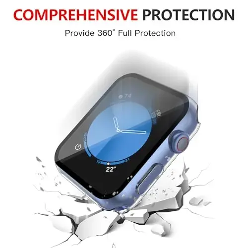 Misxi [2 Pack] Waterproof Case with Button for Apple Watch SE 3 (2025) SE 2 SE Series 6 Series 5 Series 4 40mm, PC Cover with Tempered Glass Screen Protector for iWatch, 1 Black + 1 Transparent - 5