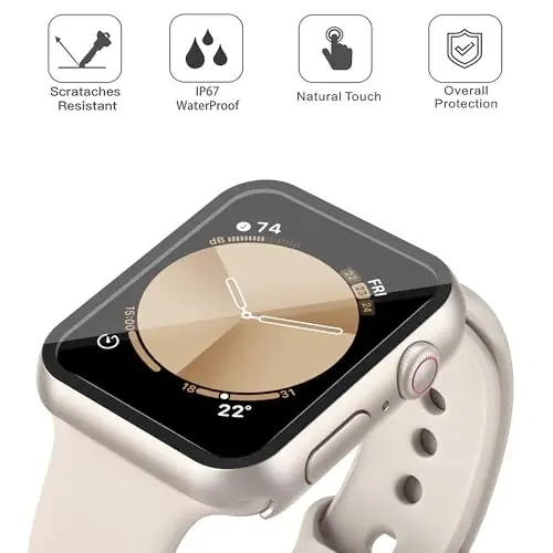 Misxi [2 Pack] Waterproof Anti-Scratch Case with Button for Apple Watch SE 3 (2025) SE Series 6 Series 5 Series 4 40mm, Hard PC Cover with Tempered Glass Screen Protector for iWatch, Starlight - 3