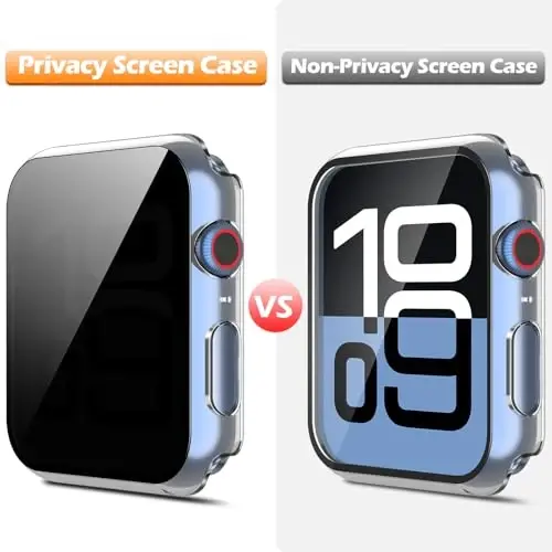Misxi 2 Pack All-around Protective Privacy PC HD Case for Apple Watch Series 11 (2025) Series 10 42mm, Shockproof Ultra-Thin Cover with Anti-Spy Tempered Glass Screen Protector for iWatch, Transparent - 3