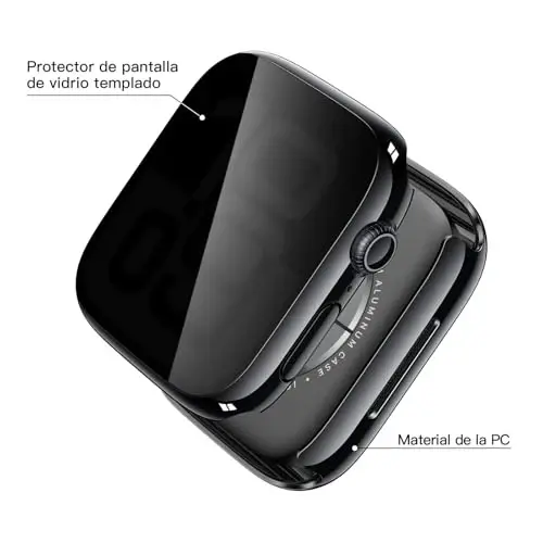Misxi 2 Pack All-around Protective Privacy PC HD Case for Apple Watch Series 11 (2025) Series 10 46mm, Shockproof Ultra-Thin Cover with Anti-Spy Tempered Glass Screen Protector for iWatch, 1 Jet Black + 1 Transparent - 4