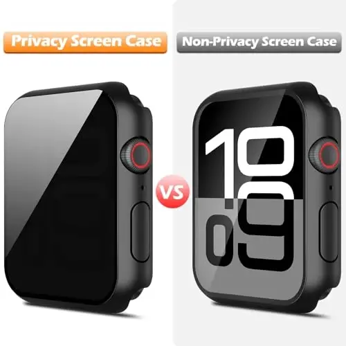 Misxi 2 Pack All-around Protective Privacy PC HD Case for Apple Watch Series 11 (2025) Series 10 46mm, Shockproof Ultra-Thin Cover with Anti-Spy Tempered Glass Screen Protector for iWatch, Black - 3