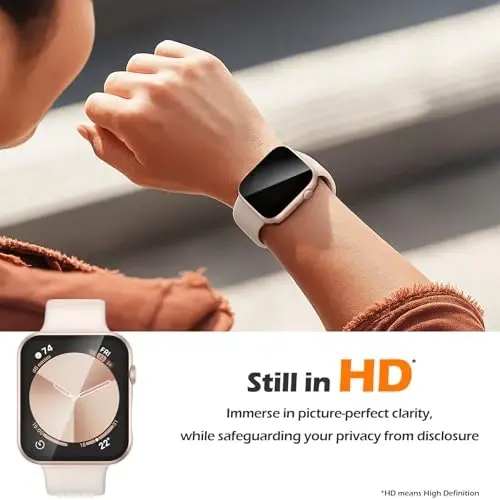 Misxi 2 Pack Privacy PC HD Case for Apple Watch SE 3 (2025) SE 2 SE Series 6 Series 5 Series 4 44mm, Ultra-Thin Cover with Anti-Spy Tempered Glass Screen Protector for iWatch, 1 Rose Gold + 1 Transparent - 5