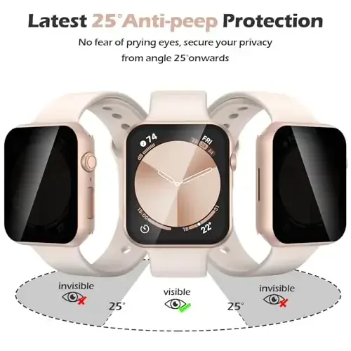 Misxi 2 Pack Privacy PC HD Case for Apple Watch SE 3 (2025) SE 2 SE Series 6 Series 5 Series 4 40mm, Ultra-Thin Cover with Anti-Spy Tempered Glass Screen Protector for iWatch, 1 Rose Gold + 1 Transparent - 3