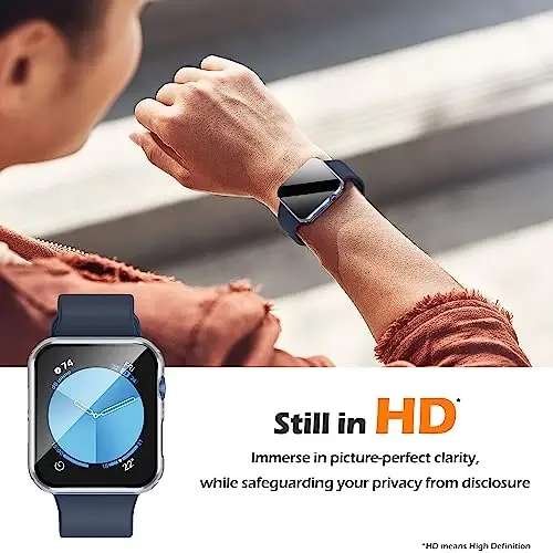 Misxi 2 Pack All-around Protective Privacy PC HD Case for Apple Watch SE 3 (2025) SE 2 SE Series 6 Series 5 Series 4 44mm, Shockproof Thin Cover with Anti-Spy Tempered Glass Screen Protector for iWatch, Transparent - 6